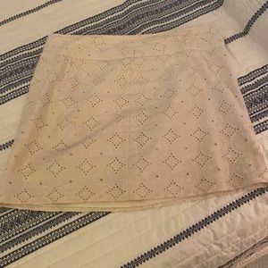 White eyelet mini skirt